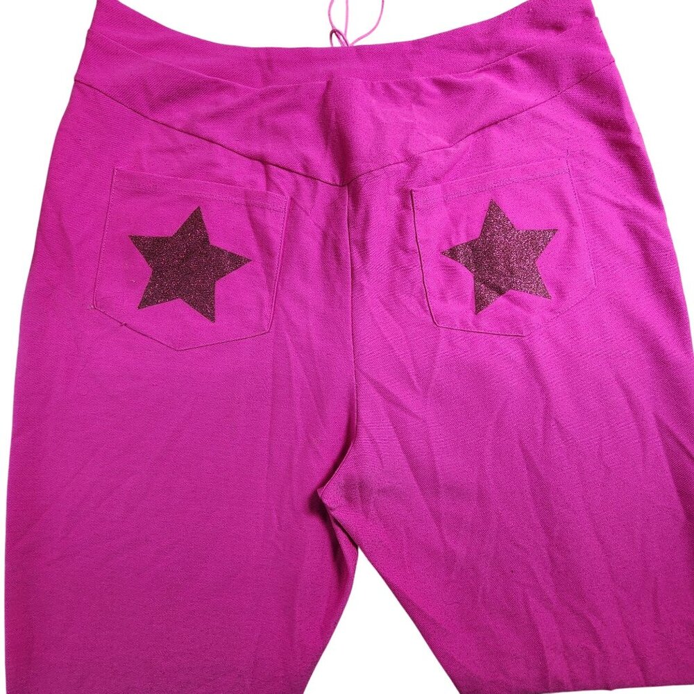 Barbie The Movie Spirit Pink Star Bell-Bottom Pants, Women's XL